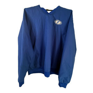 Badger Sport Mens 2XL Blue V-Neck Pullover Windbreaker Athletic Warm-Up Jacket